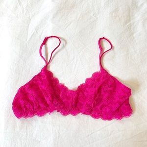 honeydew hot pink lace bralette